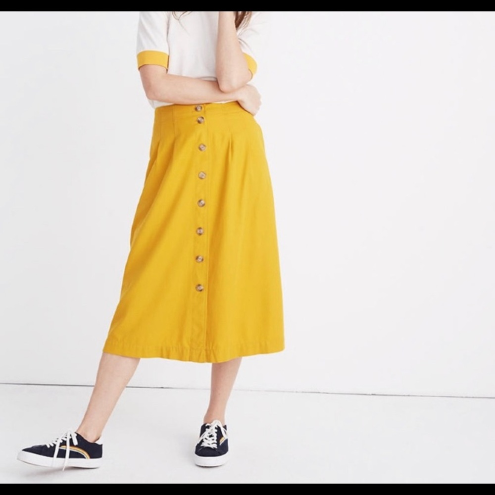 Madewell patio button front midi skirt